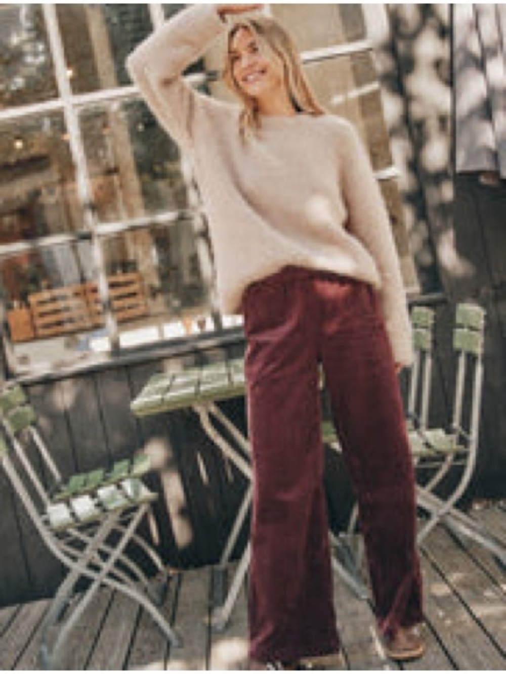 Marine Layer Wide-Leg Corduroy Pants in Burgundy
